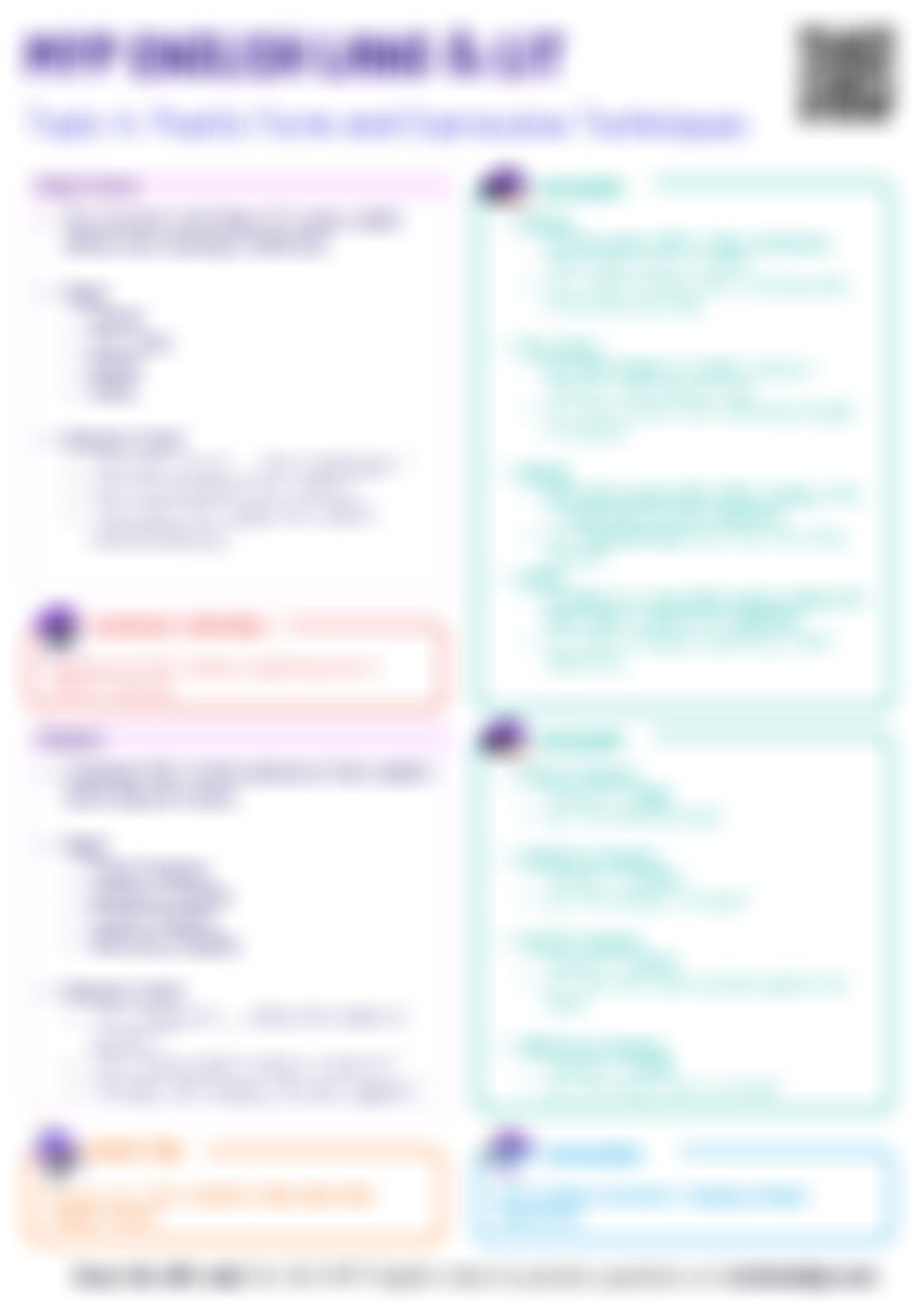 MYP English Poetic Form and Expressive Techniques Cheatsheet — cheatsheet preview