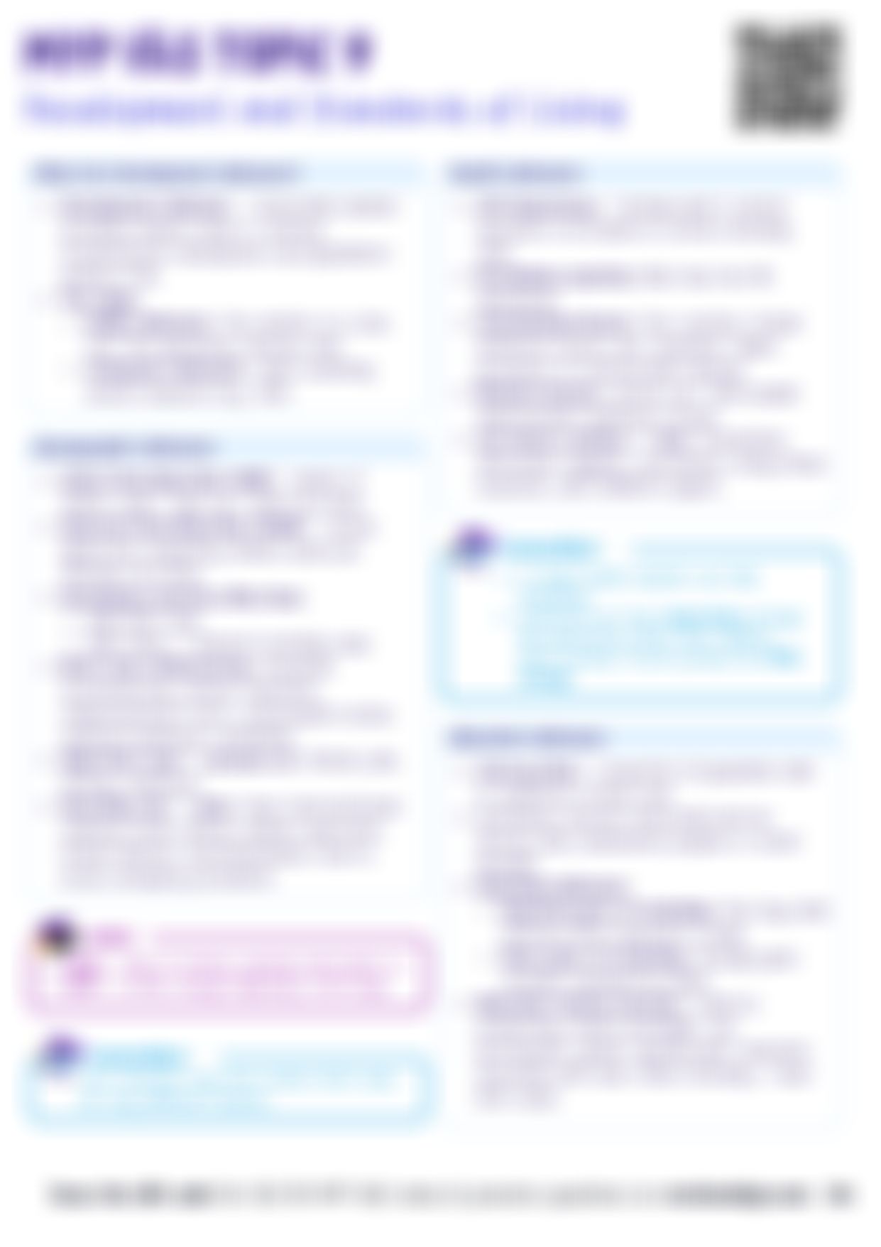 MYP Development and Standards of Living Cheatsheet — cheatsheet preview